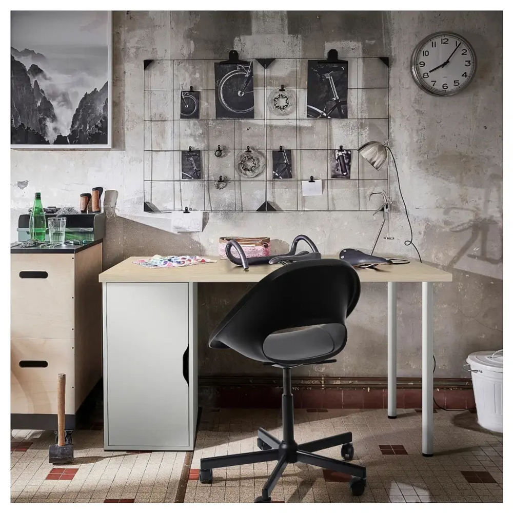 Письменный стол с ящиком - IKEA MITTCIRKEL/ALEX, 140х60 см, под беленый дуб/белый, МИТТКЕРКЕЛ/АЛЕКС ИКЕА