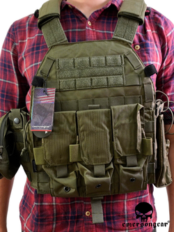 Бронежилет EmersonGear LBT6094A Style Plate Carrier w 3 pouches (EM7440RG). Олива