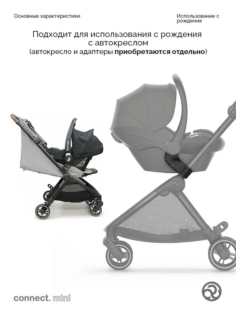 Коляска прогулочная для двойни Bumprider Connect.mini Forest Green