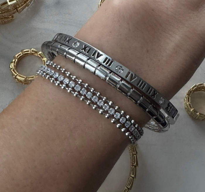 Браслет ДОРОЖКА СО СТРАЗАМИ silver