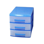 Мини комод 3х темно голубой/прозр
