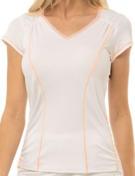 Женская теннисная футболка Lucky in Love Eyelet Go Rib Uplift Women - white/orange frost