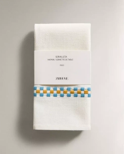 ZARA HOME САЛФЕТКИ ИЗ ХЛОПКА С КОНТРАСТНОЙ КАЙМОЙ (НАБОР ИЗ 2 ШТ.), БЕЛЫЙ/ЗЕЛЕНЫЙ