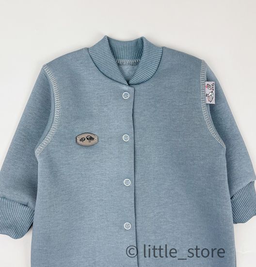 Комбинезон из футера с начесом "Смайлики" Пепельный, с закрытыми ножками