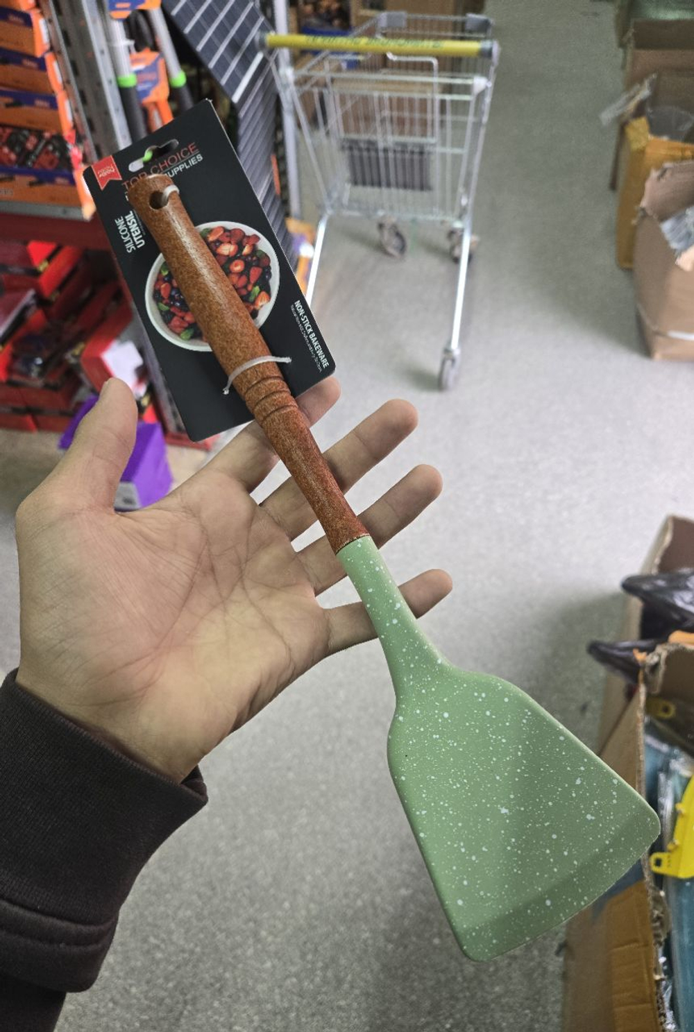 Лопата силиконовая деревяная ручка MS-7