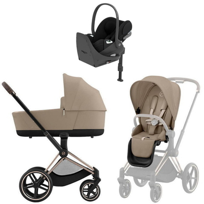Коляска Cybex Priam IV Rosegold complete Cloud T Sepia Black Plus Base T 3 в 1 Cozy Beige