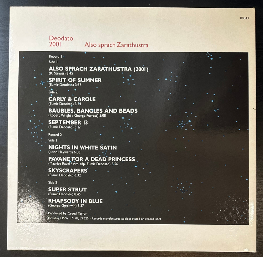 Deodato - 2001 Also Sprach Zarathustra 2LP (Испания 1986г.)