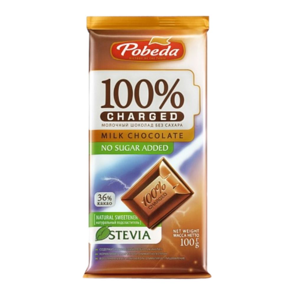 Шоколад молочный без добавления сахара, 36% какао серии "Чаржед", 100г (Победа вкуса)