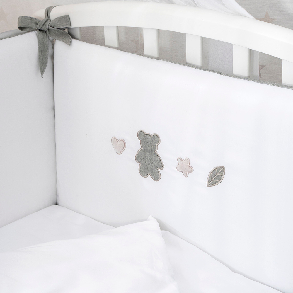 Комплект белья для классической кроватки Teddy Love 6 предметов цвет серо-оливковый