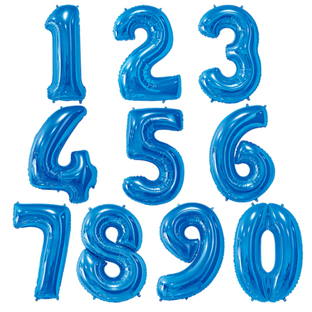 Летающие Цифры с Гелием Синие (60см)