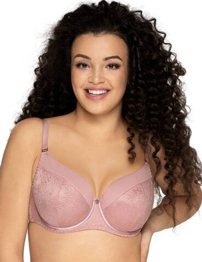 Бюстгальтер с чашками plus size из жаккардовой ткани на тонком поролоне (Размер: 90H) (Цвет: нежно-розовый)