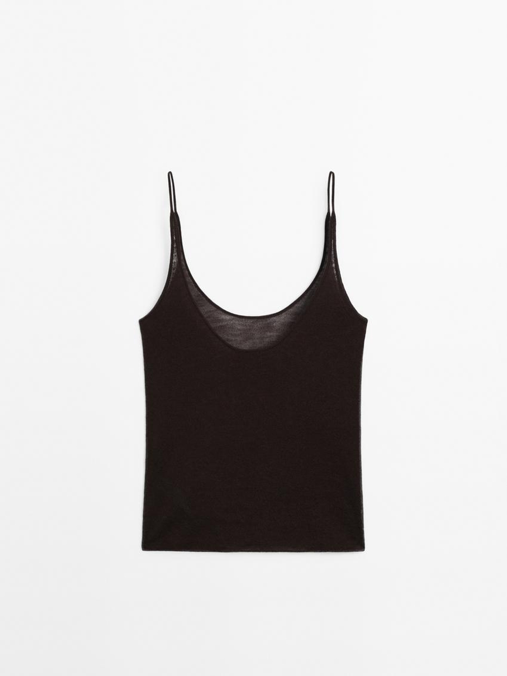 Massimo Dutti Топ на тонких бретелях - Limited Edition, коричневый