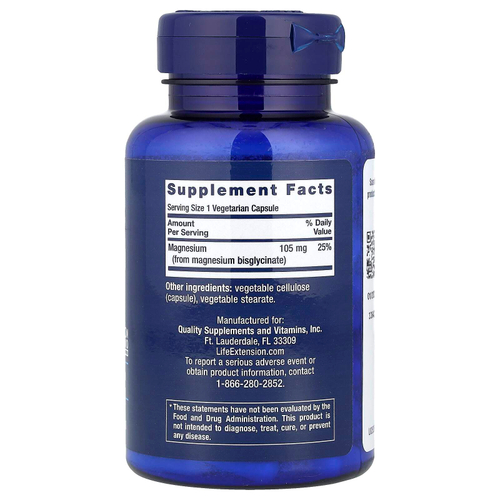 Life Extension, Глицинат магния, 90 вегетарианских капсул (105 мг на капсулу)