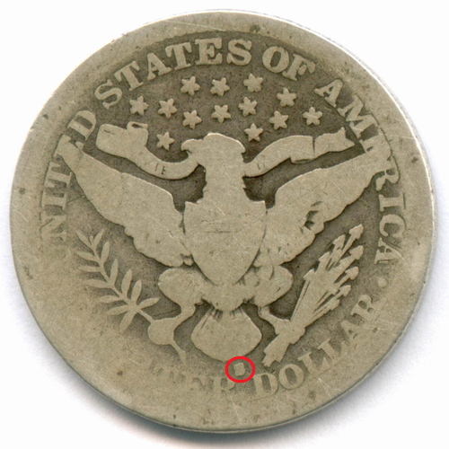 1/4 доллара 1900 (S). США. Четвертак Барбера. Серебро VG-F