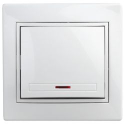 Выключатель Intro Plano 1-102-01 одноклавишный с подсветкой, 10А-250В, IP20, СУ, белый | Intro