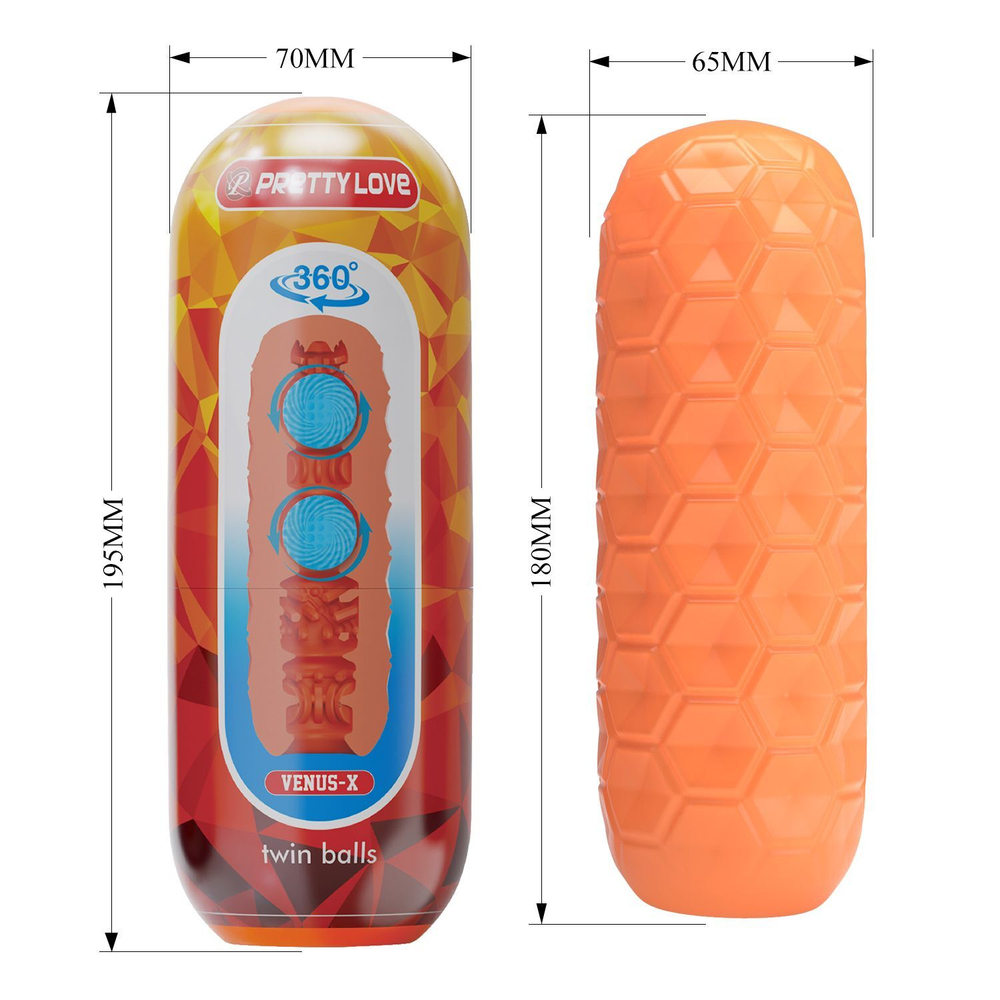 Оранжевый мастурбатор Venus-X Twin balls (Цвет: оранжевый)