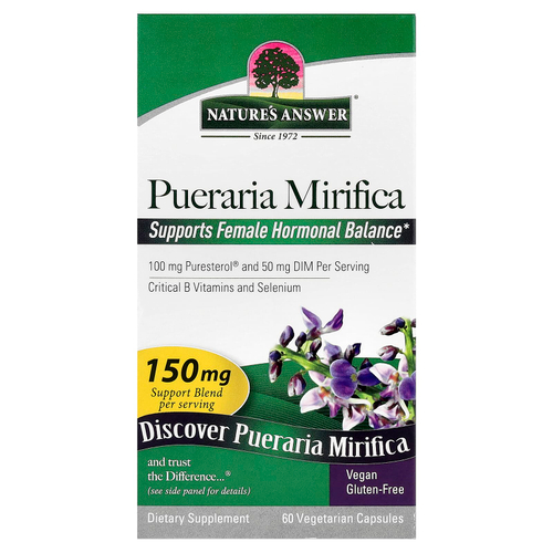 Nature's Answer, пуэрария мирифика (Pueraria mirifica), 60 вегетарианских капсул