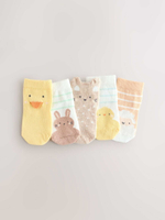 Носки для малышей Next E45-630, 5 шт., Светло-желтый, Белый, Бежевый