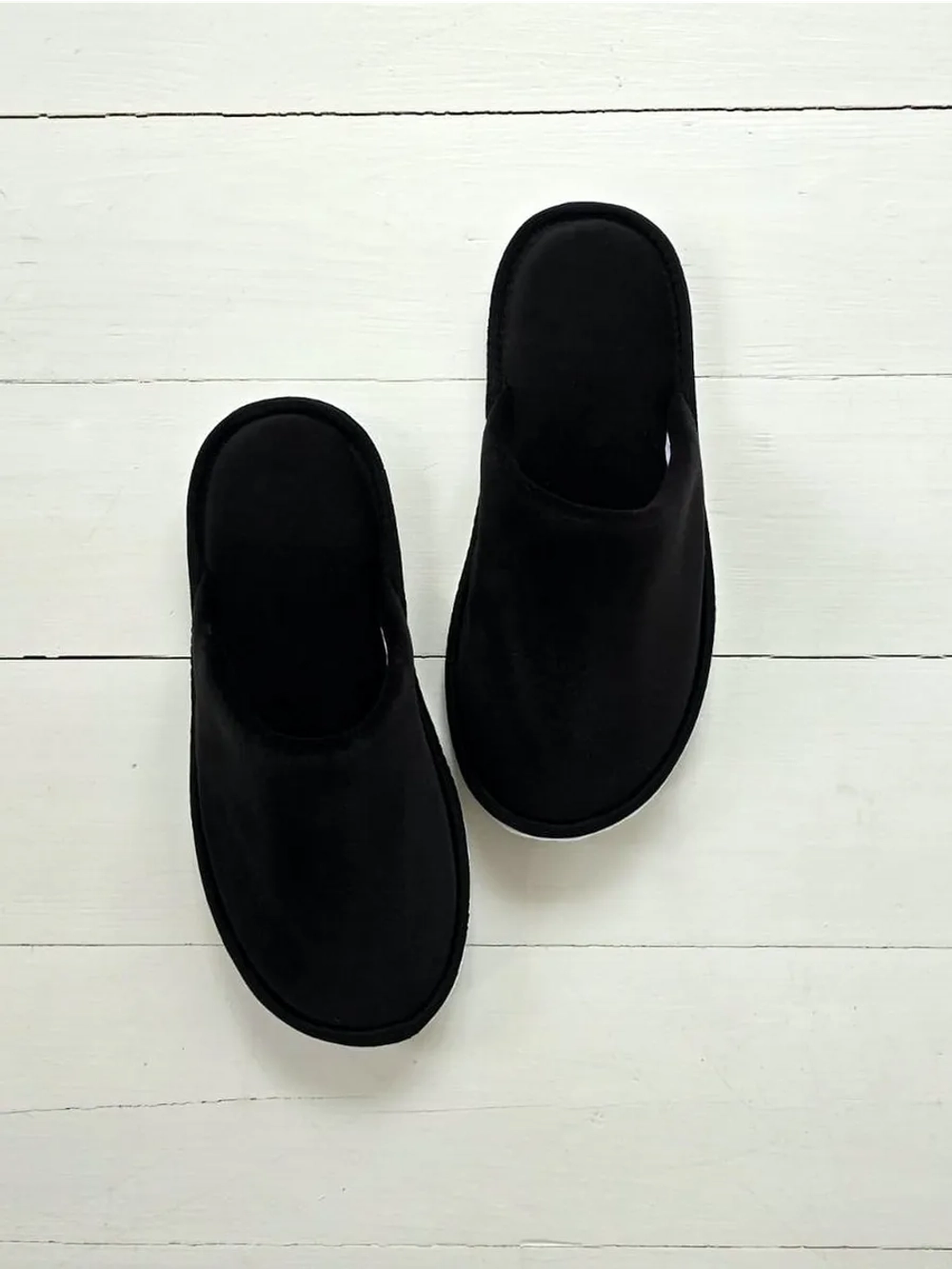 Домашние тапочки из велюра, черные, универсальные