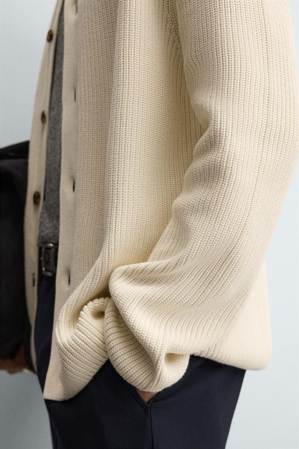 ZARA КАРДИГАН В РУБЧИК, ЭКРЮ