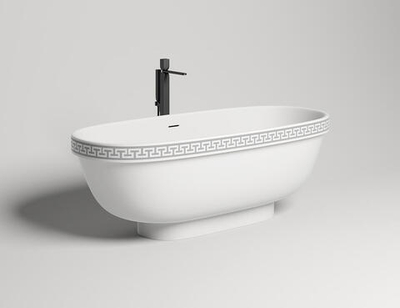 Ванна каменная отдельностоящая матовая 180х80 Salini GRECA MEANDER 103021MRH окраска по RAL снаружи