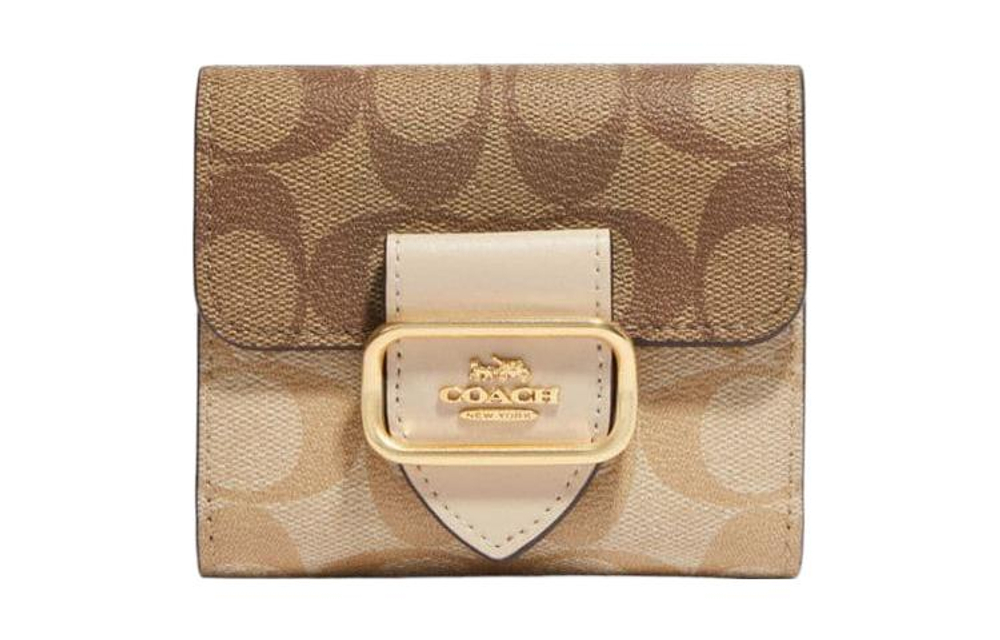 COACH Morgan Canvas With Leather Wallet Small Women"s Khaki