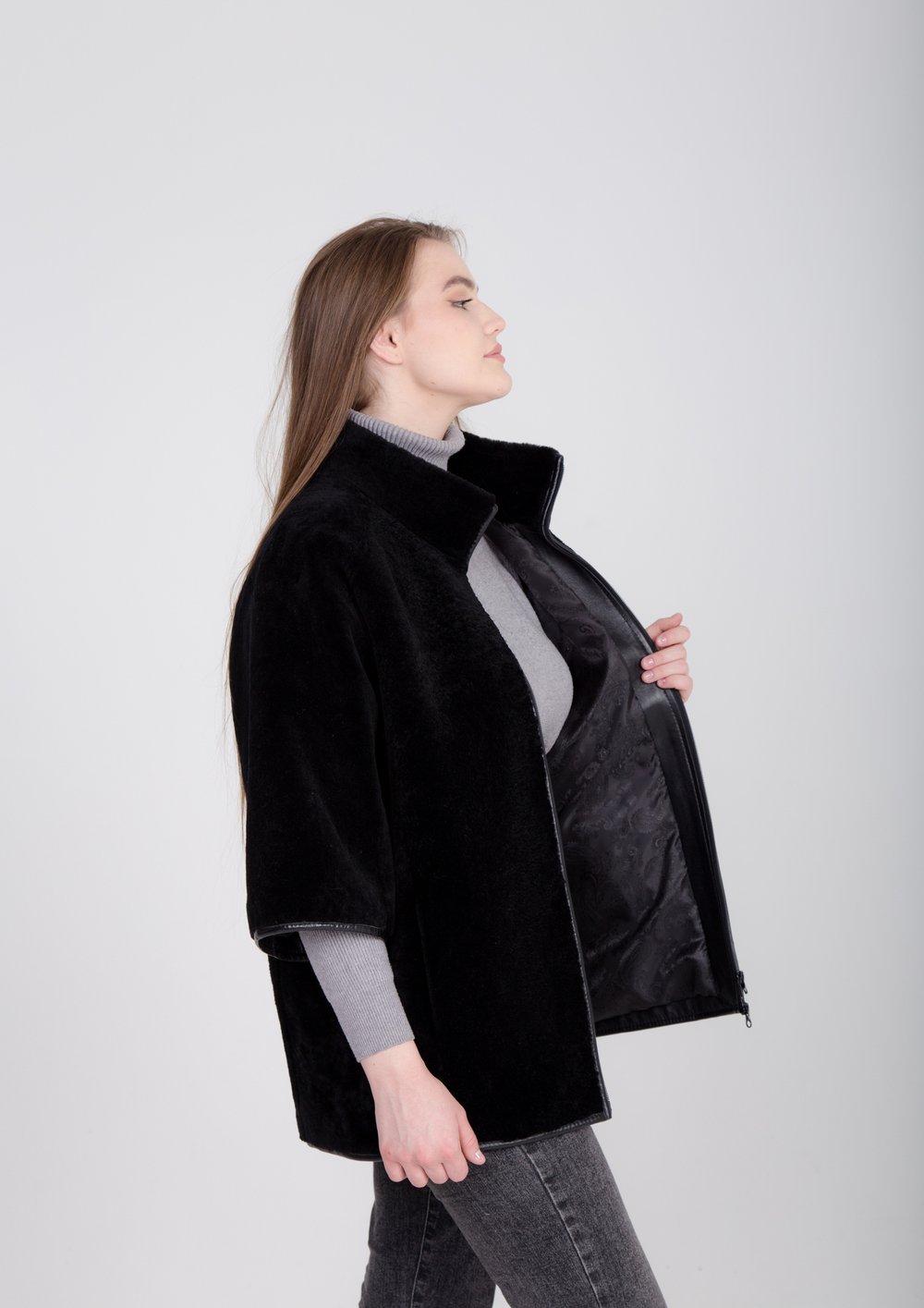 Женский Жилет удлиненный из овчины