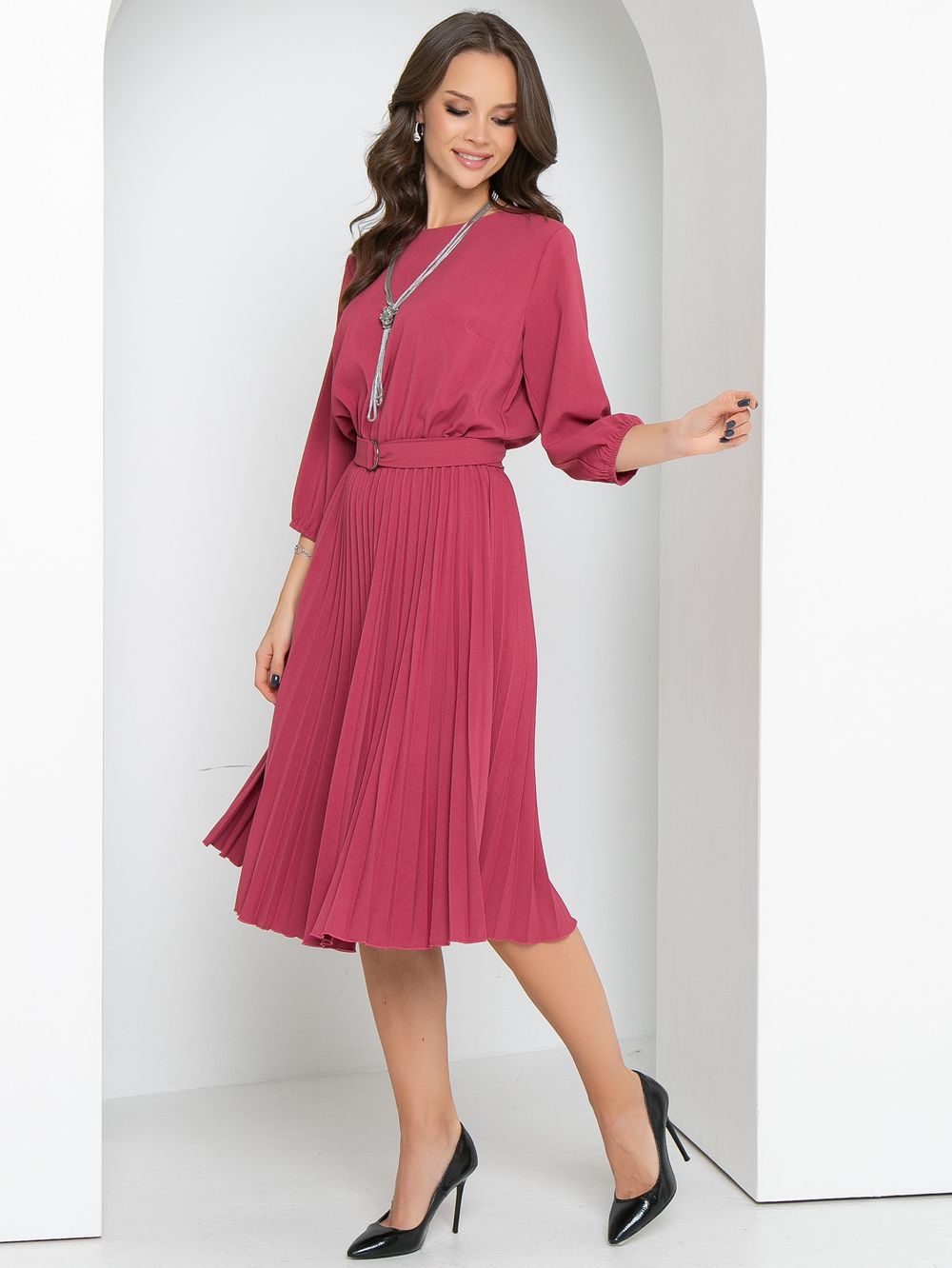 Платье Стильное гофре (пыльная роза) Diolche