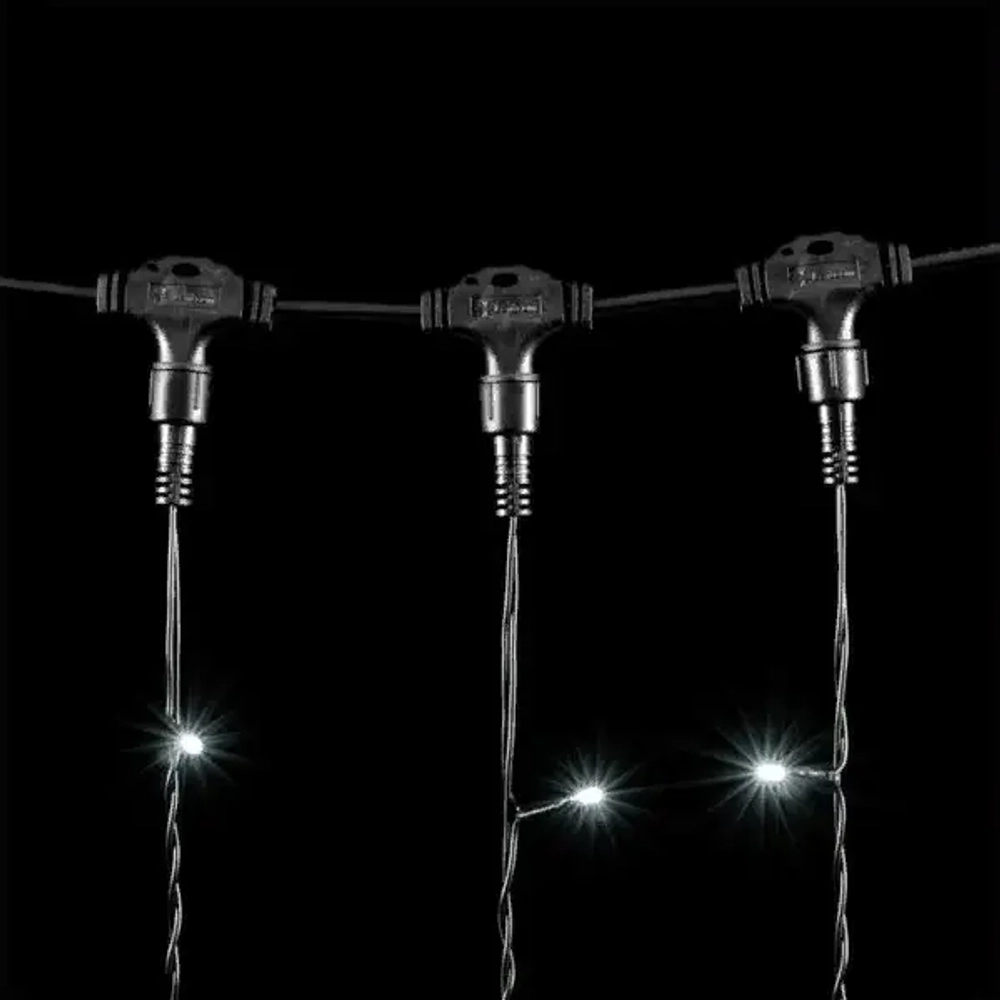 Светодиодный занавес 2*1 м., 200 белых LED ламп, черный провод ПВХ, LTC (PCL202-11-2W)