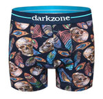 Мужские трусы-боксеры с принтом в виде черепов и перьев (Размер: S) (Цвет: темно-синий)