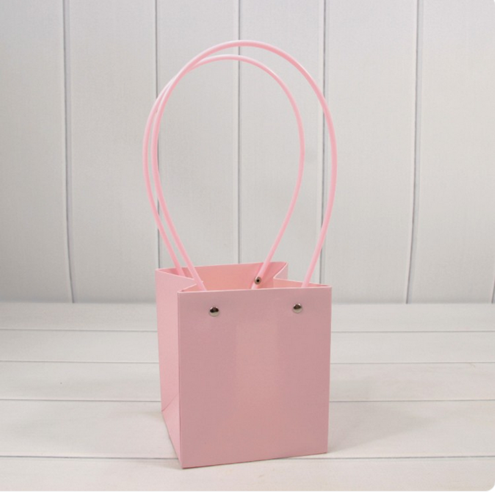 Пакет подарочный 15х13х13 Ваза для цветов (Розовый)