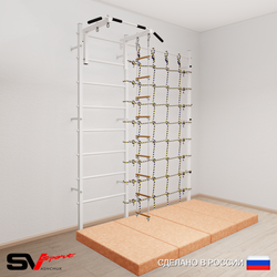 Шведская стенка Sv Sport 51140 (Турник стандарт/Лестница/Мат 2м/Канатный лаз)
