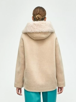 Куртка чебурашка из люкс эко - меха, бежевая, SilverFox
