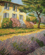 Декоративный гобеленовый чехол для интерьерной подушки Лавандовая усадьба 38*38