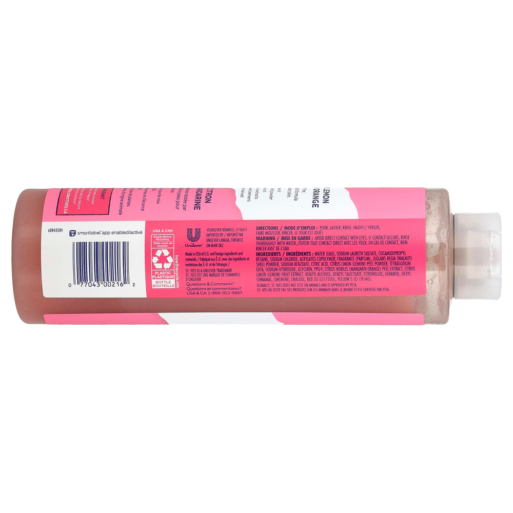 St. Ives, Отшелушивающий гель для душа, розовый лимон и мандарин, 650 мл (22 жидк. унц.)