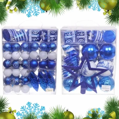 Набор елочных украшений «Зимний калейдоскоп» (в наборе 53 шт), Синий/Белый