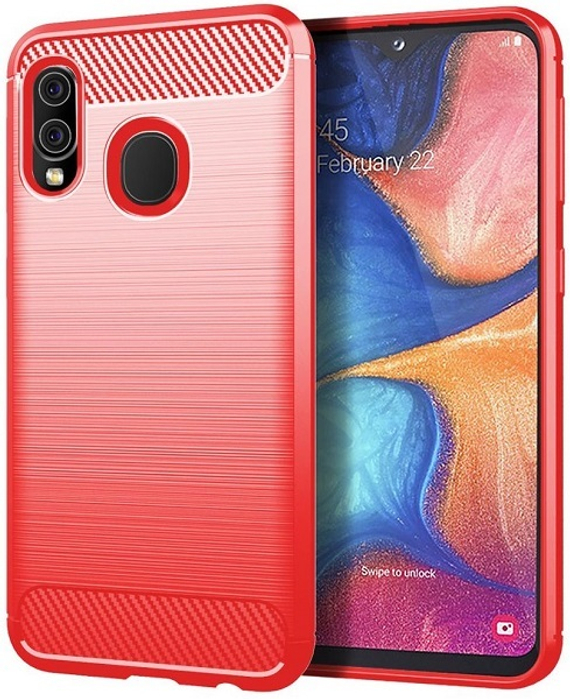 Чехол для Samsung Galaxy A20 (Galaxy A30, M10S) цвет Red (красный), серия Carbon от Caseport