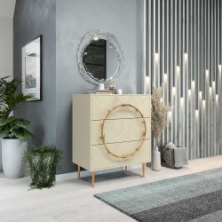 Комод Арт Колор с 3-мя ящиками leaves Стайл Сильвер Серый шелк