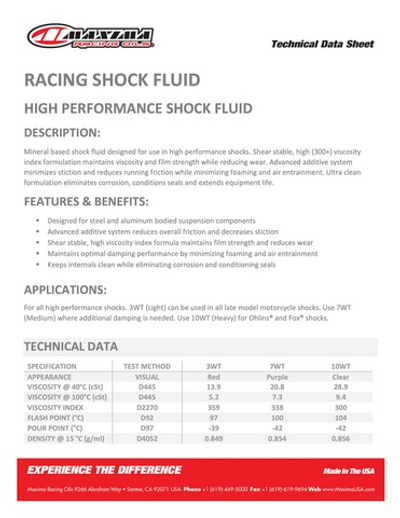 Maxima RACING SHOCK FLUID - (10wt масло для амортизатора)