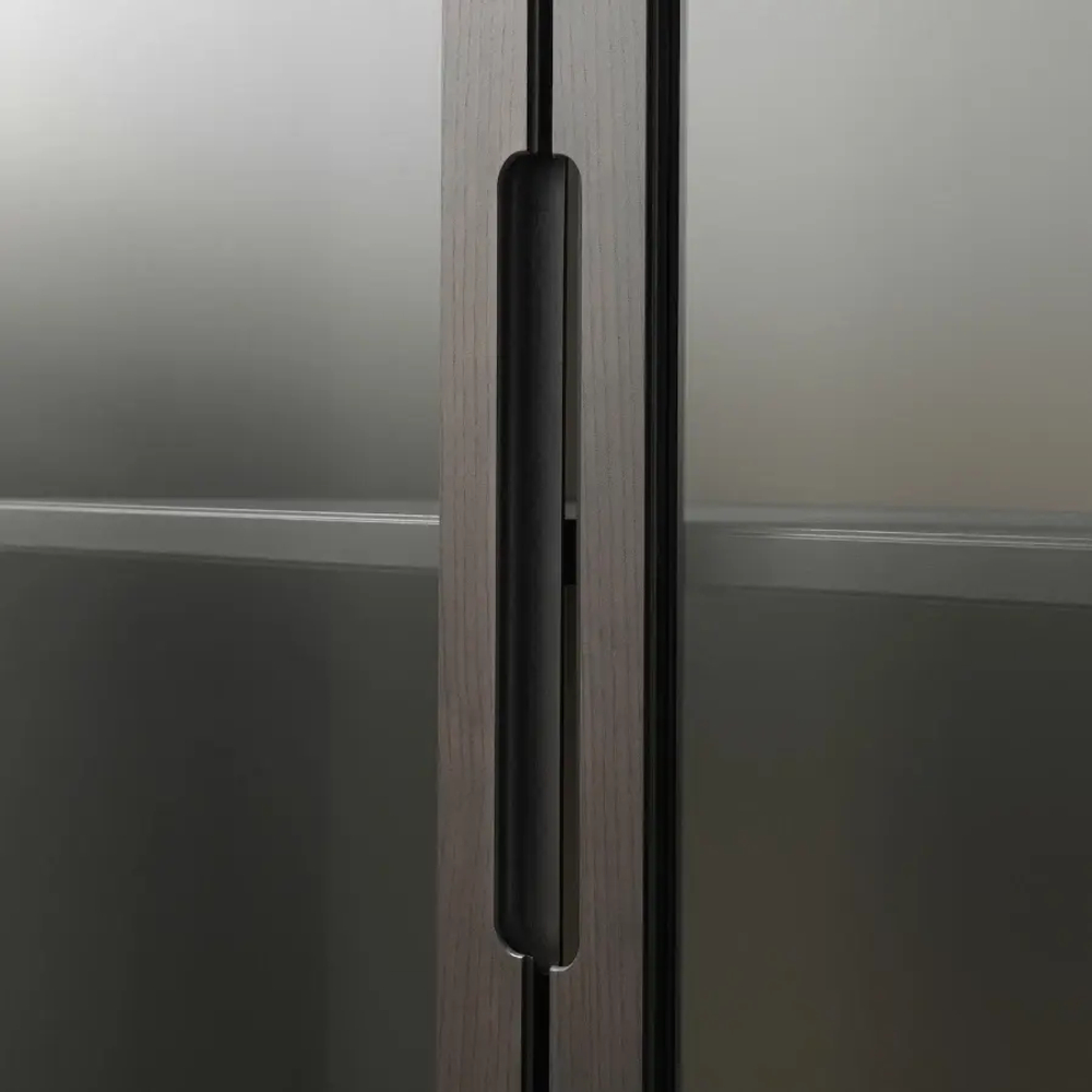 Шкаф со стеклянными дверцами  - REGISSÖR IKEA/ РЕЖИССЕР/РЕЖИСЁР ИКЕА, 118x203х38 см, черный/прозрачный