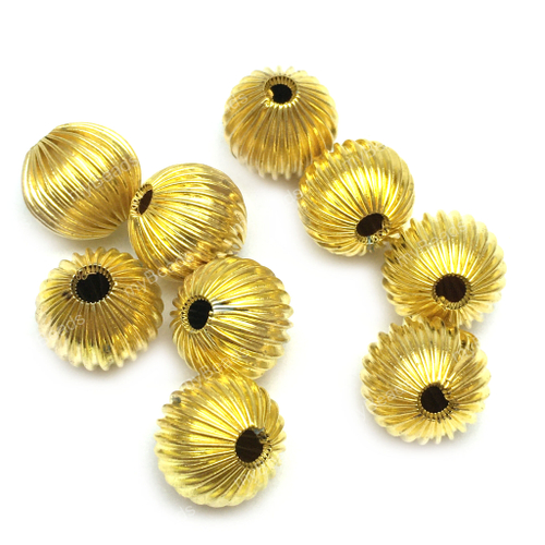 Бусины - шарики "Рифленые" 12 мм (5 шт), под золото