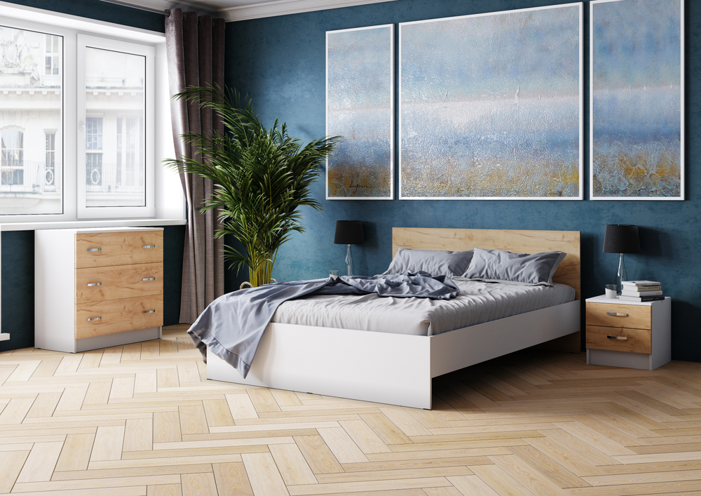 Тумба прикроватная Ронда белый/дуб крафт золотой