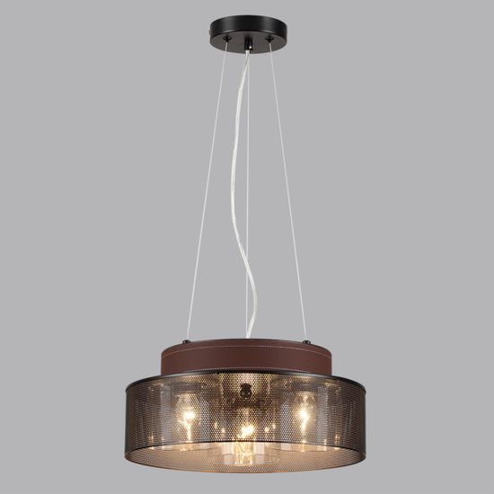 6598/3CY MODERNI LN25 156 черный/черный. коричневый металл, эко кожа/металл, стекло Подвесной светильник Е27 3*60W 220V BASALTO