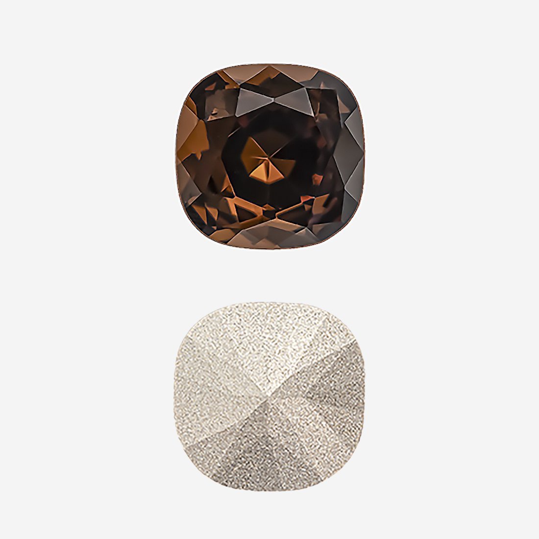Кристалл Кушон (Сushion), оттенок "Дымчатый Топаз"/"Smoked Topaz", 12мм