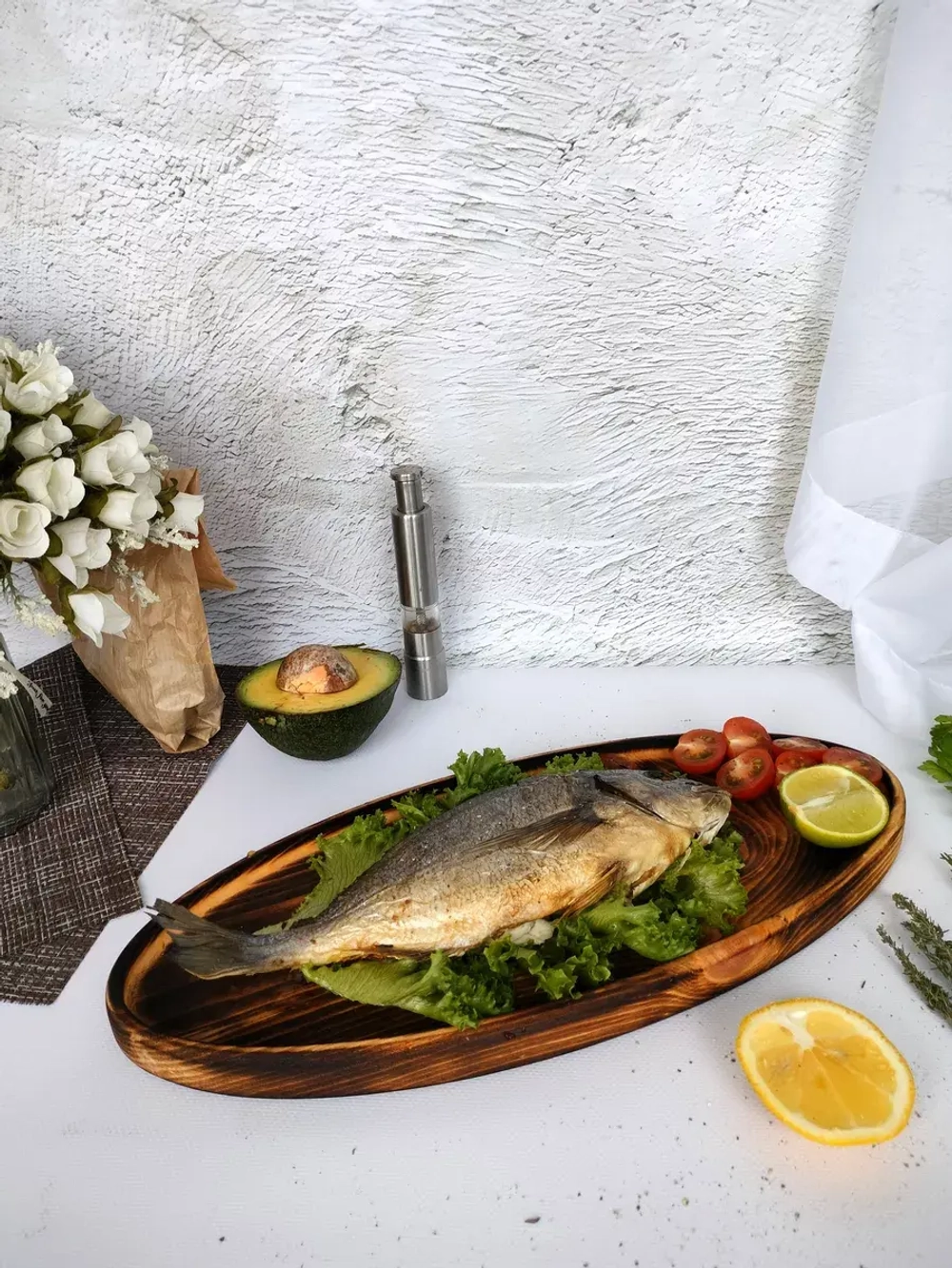 Поднос деревянный овальный