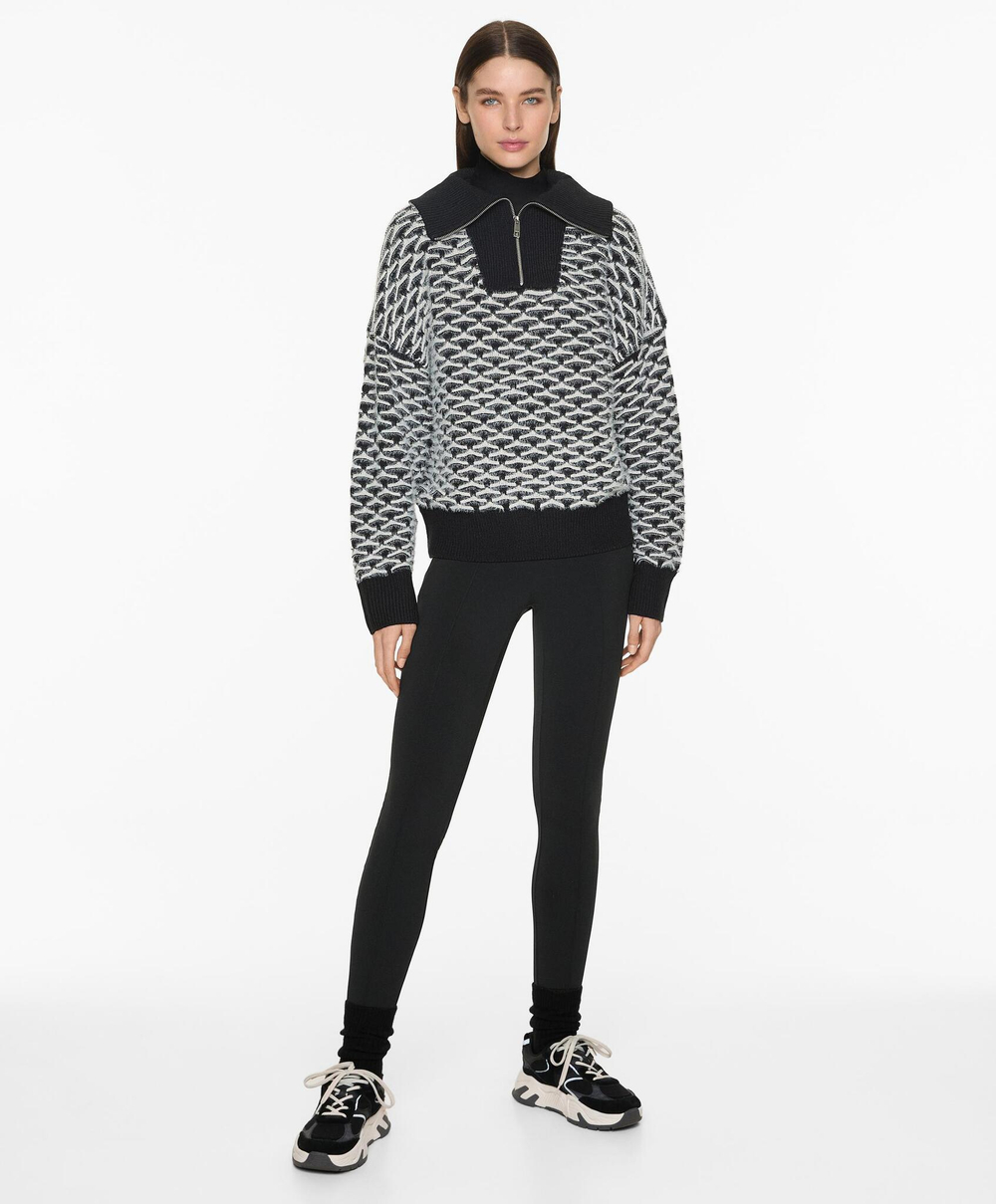 Oysho Свитер из трикотажа с застежкой-молнией, черный