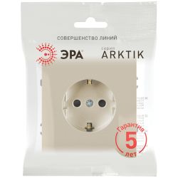 Розетка ЭРА Arktik 16-2102-04 с заземлением 2P+E Schuko со шторками 16А-250В шампань | Эра Arktik