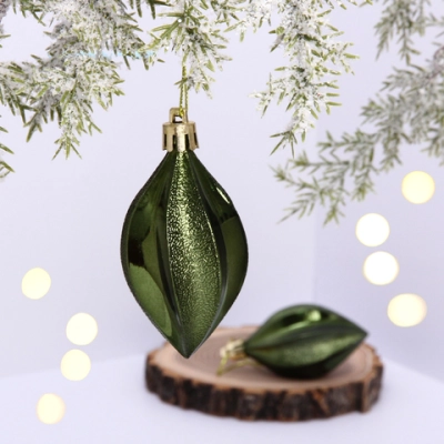 Ёлочные игрушки «Таинственное очарование» Капля 8 см (набор 2шт), изумруд