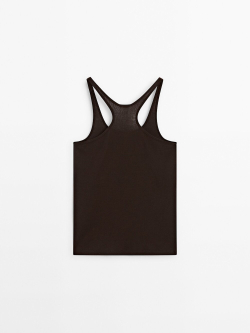Massimo Dutti Топ из 100% хлопка с бретелями, шоколадный