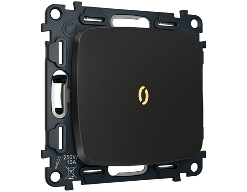 MO802010 Комплект механизма 1-кл выключателя с подсветкой 3200K OMEGA Черный матовый QUANT (OP8020, VM101, G11Y)